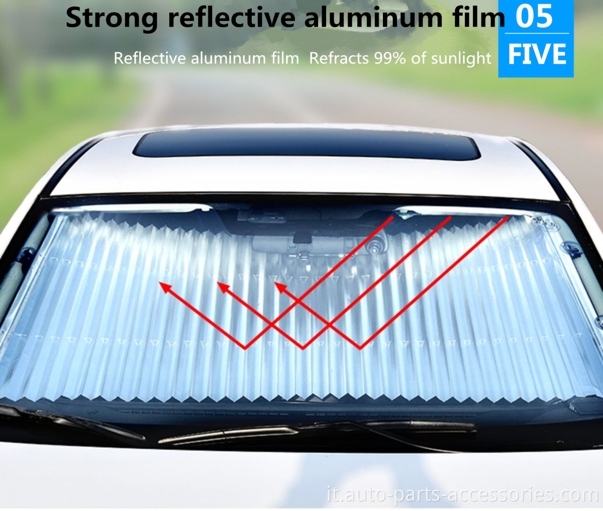 China Factory Reflective UV Blinds posteriore Finestra posteriore 46 cm Auto Interior Sun Shade Auto Sun Visor